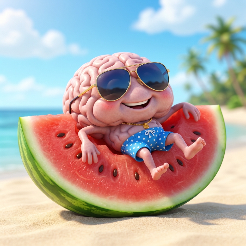 Cerveau cool sur une pastèque